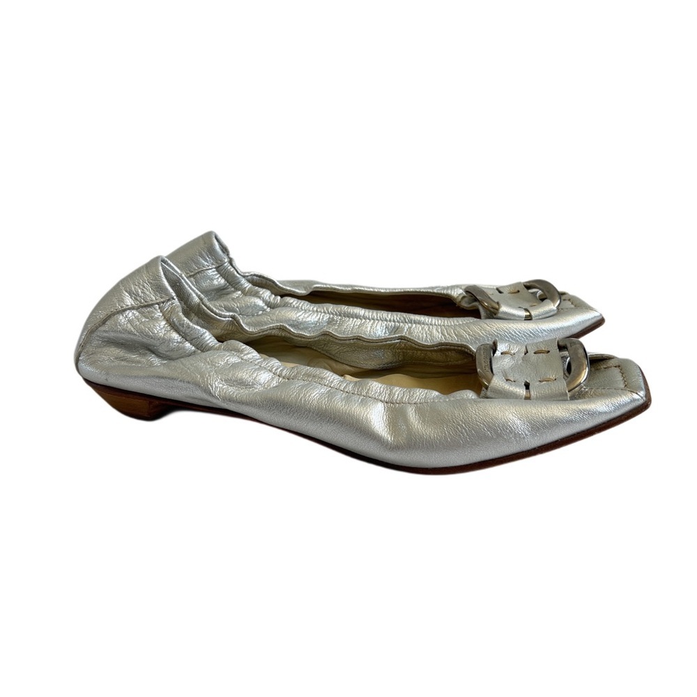 ATTILIO GIUSTI LEOMBRUNI AGL silver genuine leather ballet flat 41 11 - Picture 6 of 10